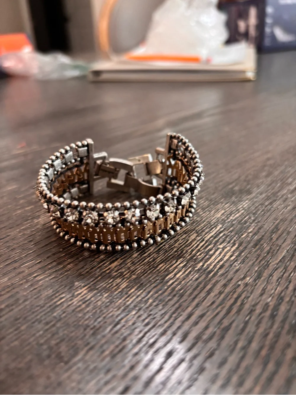 Stella & Dot Petra Crystal Statement Bracelet - Gold and Silver- retired